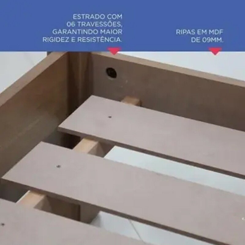 Cama Casal Primícia Branco 1,53m 100% MDF - D Doro - Imagem 4