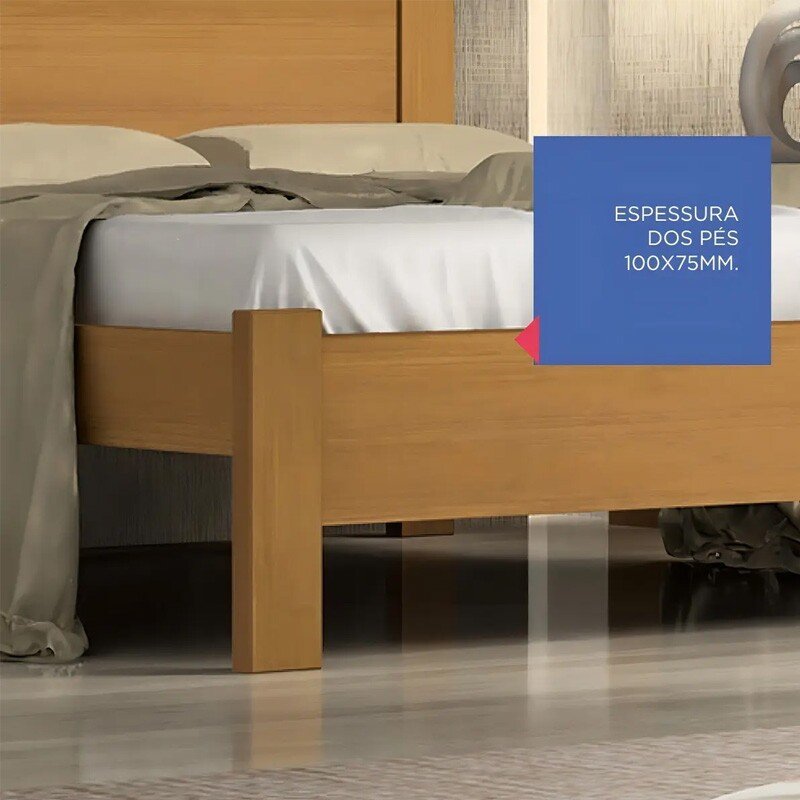 Cama Casal Primícia Plus Cinamomo 1,53m 100% MDF - D Doro - Imagem 4
