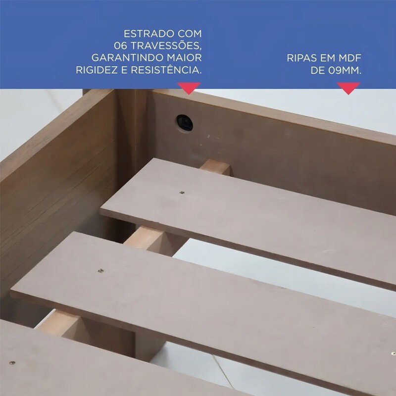 Cama Casal Primícia Plus Cinamomo 1,53m 100% MDF - D Doro - Imagem 5