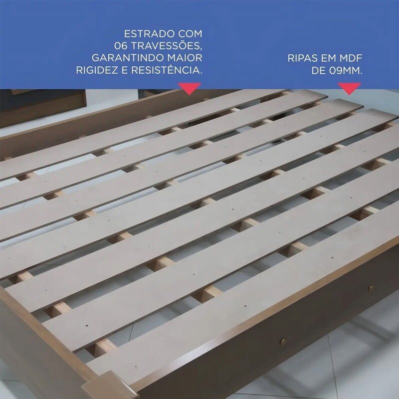 Cama Casal Primícia Plus Cinamomo 1,53m 100% MDF - D Doro - Imagem 8