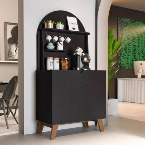 Cantinho do Café 0,80m Viena Preto 2 Portas - Artely