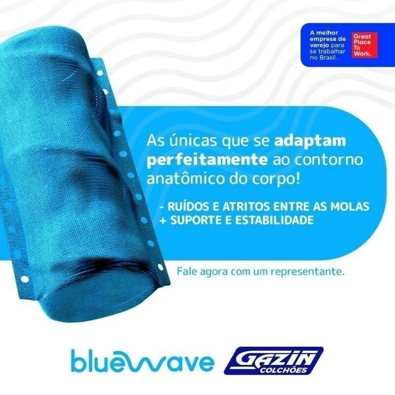 Colchão Queen Molas Ensacadas BlueWave Twins Gazin 158x198x34 cm | Suporta até 290kg - Imagem 9