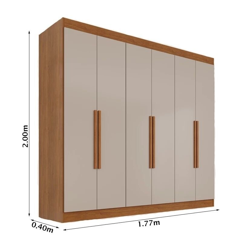 Guarda-roupa Roma 1.77m Cinamomo/Off 6 Portas 2 Gavetas Sallêto + Unibox Casal Supreme Ortopédico 138x188x53 Gazin | Suporta até 220kg - Imagem 4