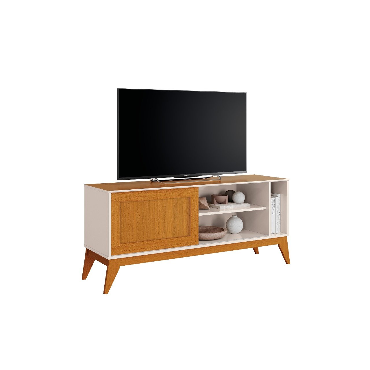 Rack Aruba 55" - Off White/Cedro