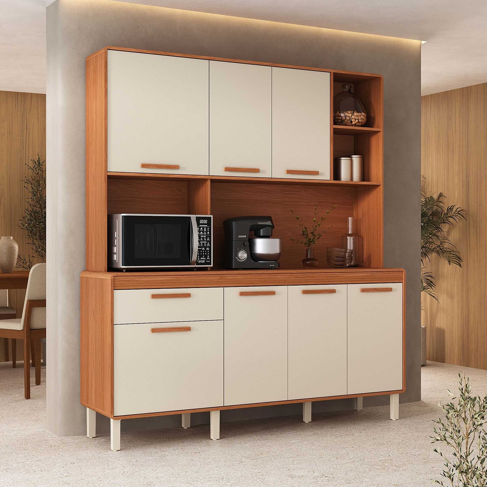 Armário Kit de Cozinha Dunas 1.80m - Cinamomo/Off White