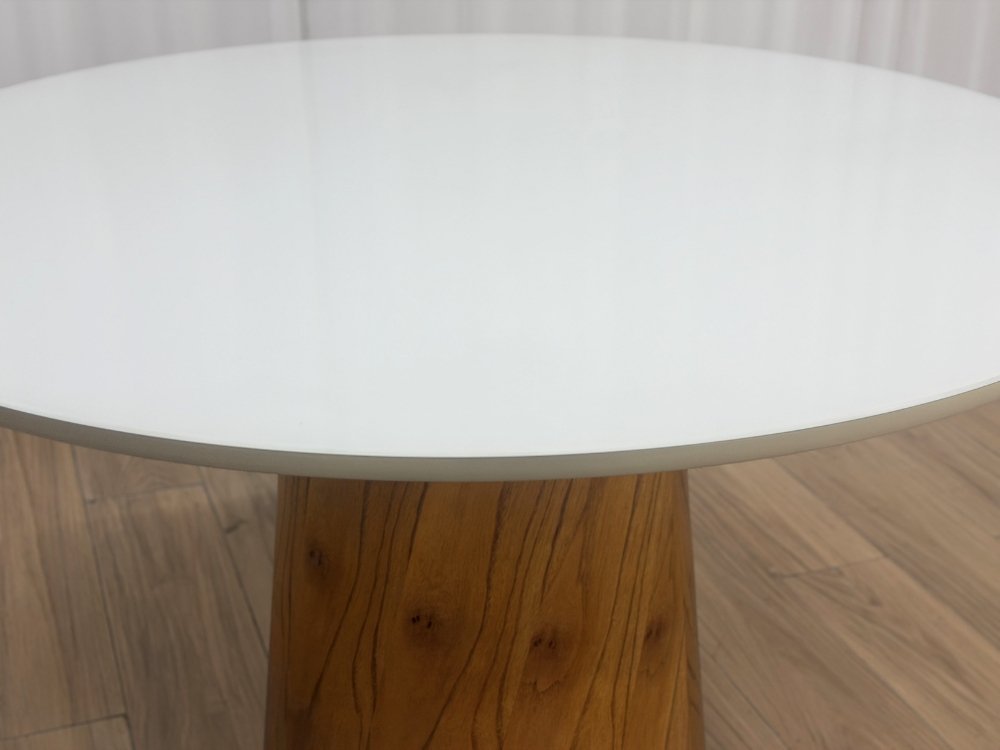 Mesa de Jantar Paris Circular c/Vidro 1.10x1.10 - Cinamomo/Off White - Imagem 2