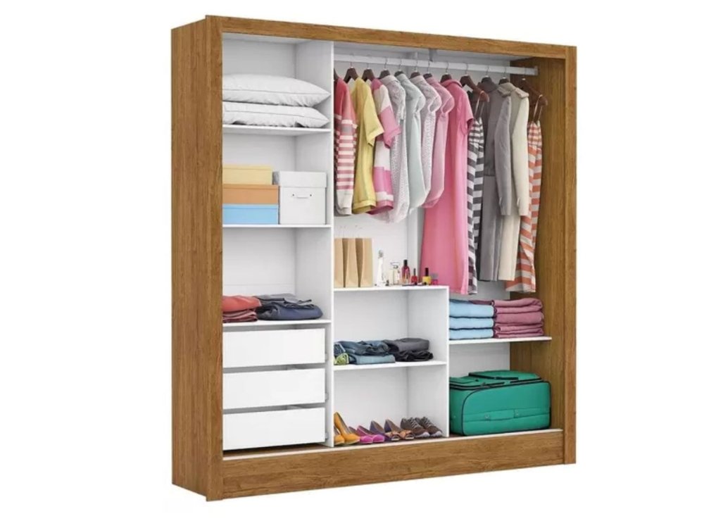 Guarda-Roupa Dubai Plus c/ espelho 3 portas e 3 gavetas - Cinamomo - Imagem 2