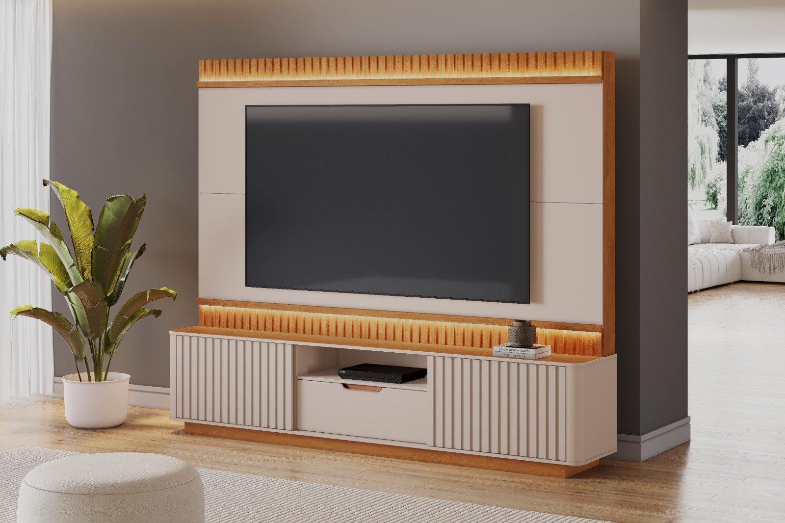 Home Atena 2,10m 85" - Off White/Cinamomo - Imagem 2