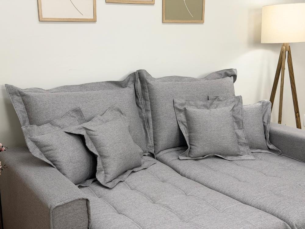 Sofá Cama Retrátil Reclinável Bolt 2.80m Mod.120 - Cinza Linho - Imagem 4