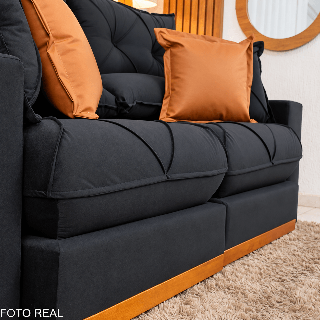 Sofá Retrátil Reclinável Gran Bello 2,00m Veludo Preto - Molas Ensacadas - Imagem 6