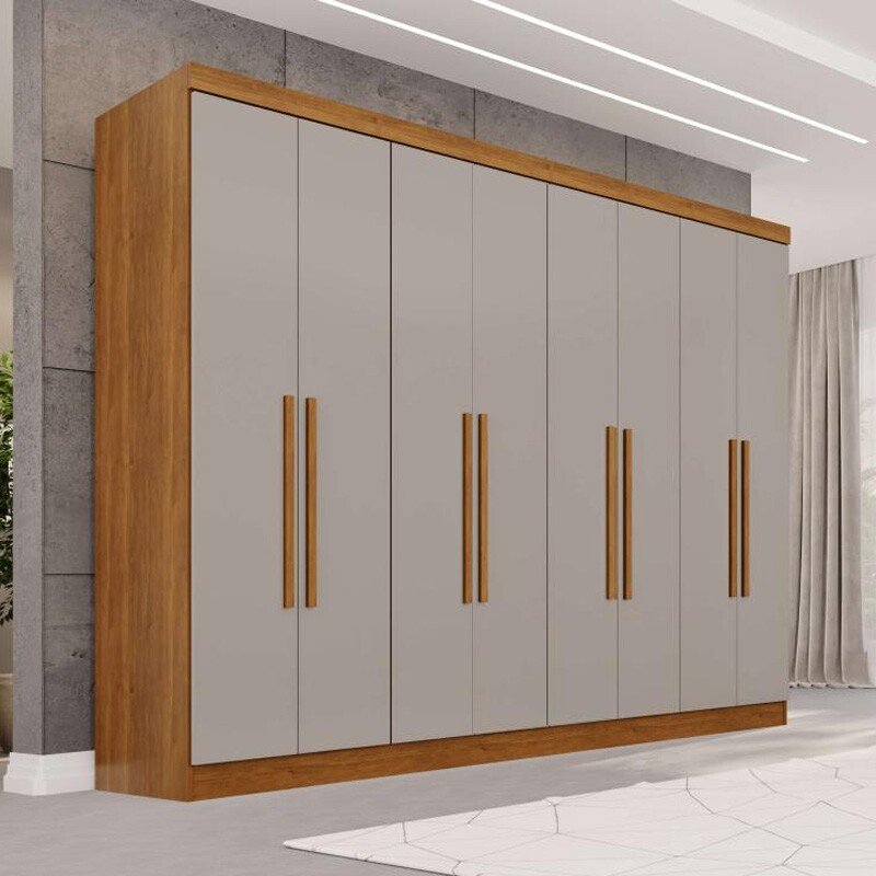 Guarda-roupa Casal 2,41m Recife Cinamomo/Off 8 Portas 4 Gavetas - Sallêto