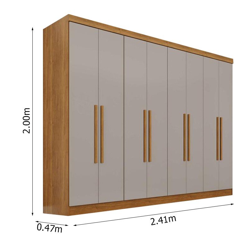 Guarda-roupa Casal 2,41m Recife Cinamomo/Off 8 Portas 4 Gavetas - Sallêto - Imagem 3