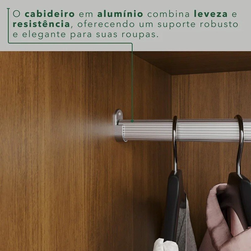 Guarda-roupa Casal 2,41m Recife Cinamomo/Off 8 Portas 4 Gavetas - Sallêto - Imagem 4