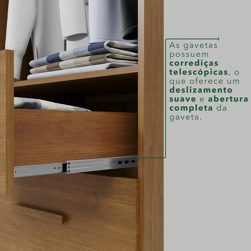 Guarda-roupa Casal 2,41m Recife Cinamomo/Off 8 Portas 4 Gavetas - Sallêto - Imagem 7