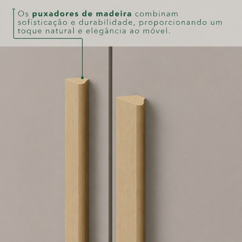 Guarda-roupa Solteiro 1,50m Estrela Premium Jequitibá/Granizo 6 Portas 2 Gavetas com Pés - Sallêto - Imagem 6