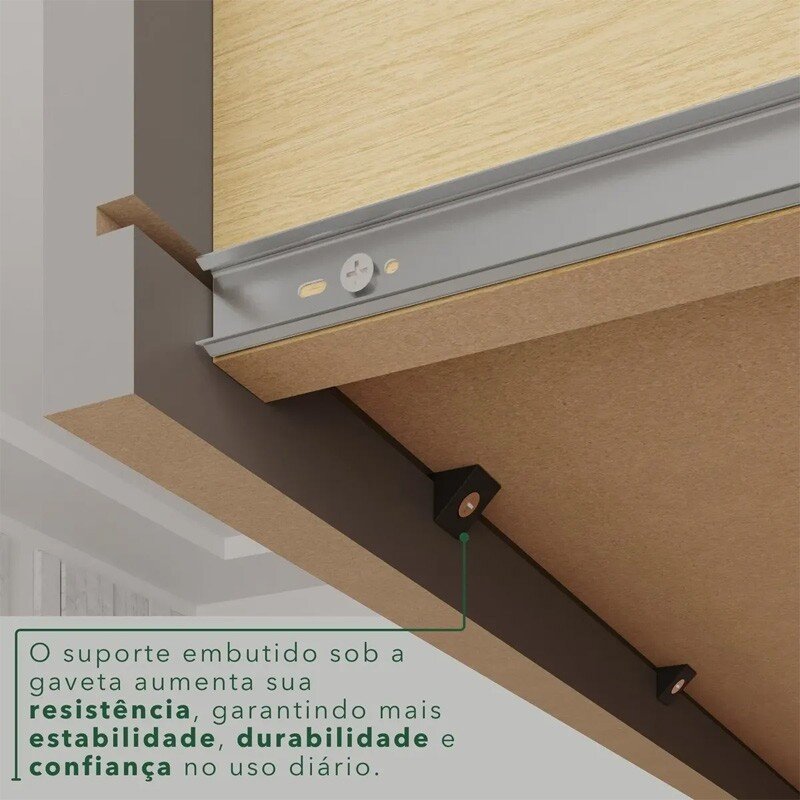 Guarda-roupa Solteiro 1,50m Estrela Premium Jequitibá/Granizo 6 Portas 2 Gavetas com Pés - Sallêto - Imagem 8