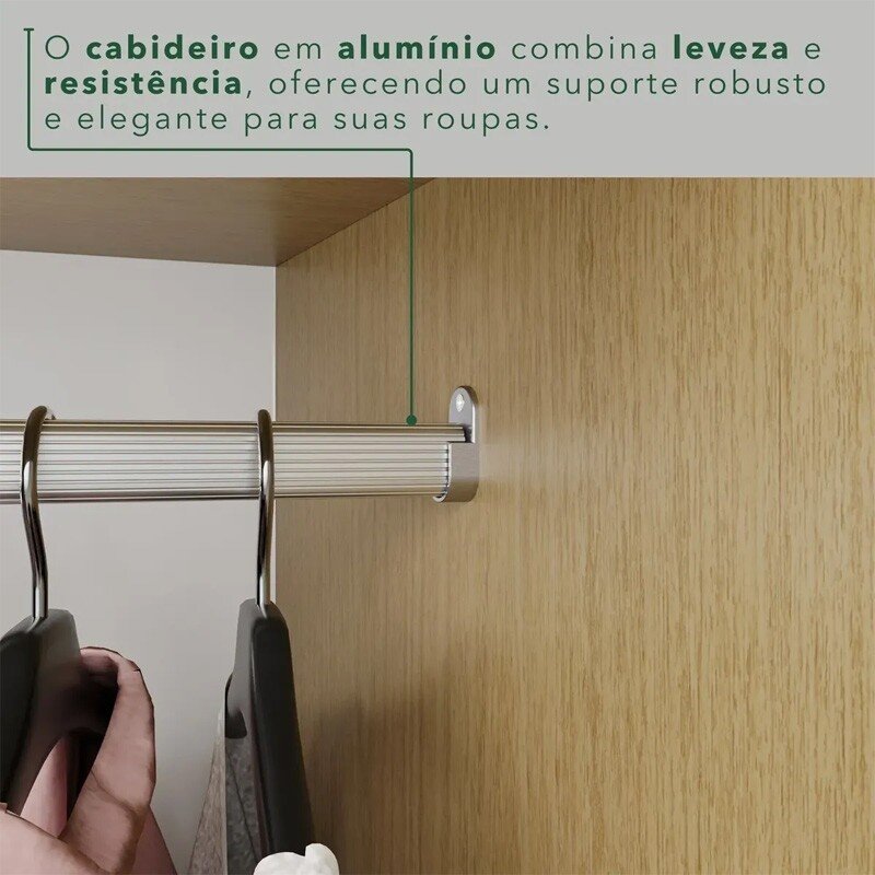 Guarda-roupa Solteiro 1,50m Estrela Premium Jequitibá/Granizo 6 Portas 2 Gavetas com Pés - Sallêto - Imagem 9