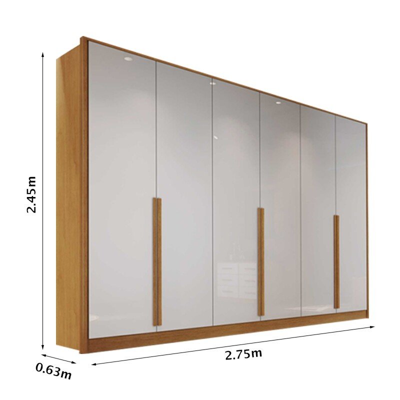Guarda-roupa Casal 2,75m Ibiza Nature/Off 6 Portas 8 Gavetas - Bianchi - Imagem 4