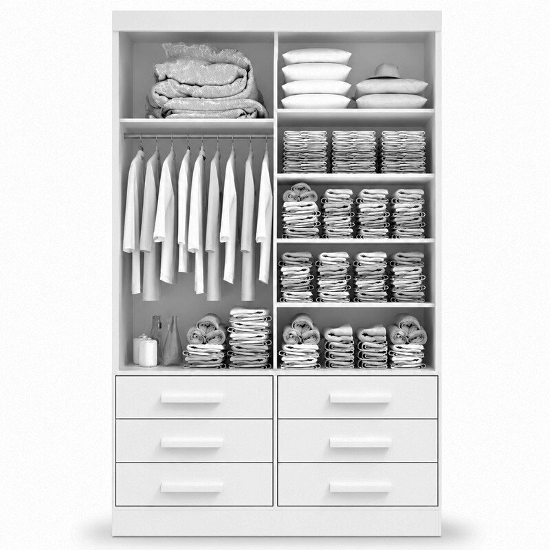 Guarda-roupa Solteiro 1,35m Meridian Castanho/Off 2 Portas 6 Gavetas 100% MDF - D Doro - Imagem 2