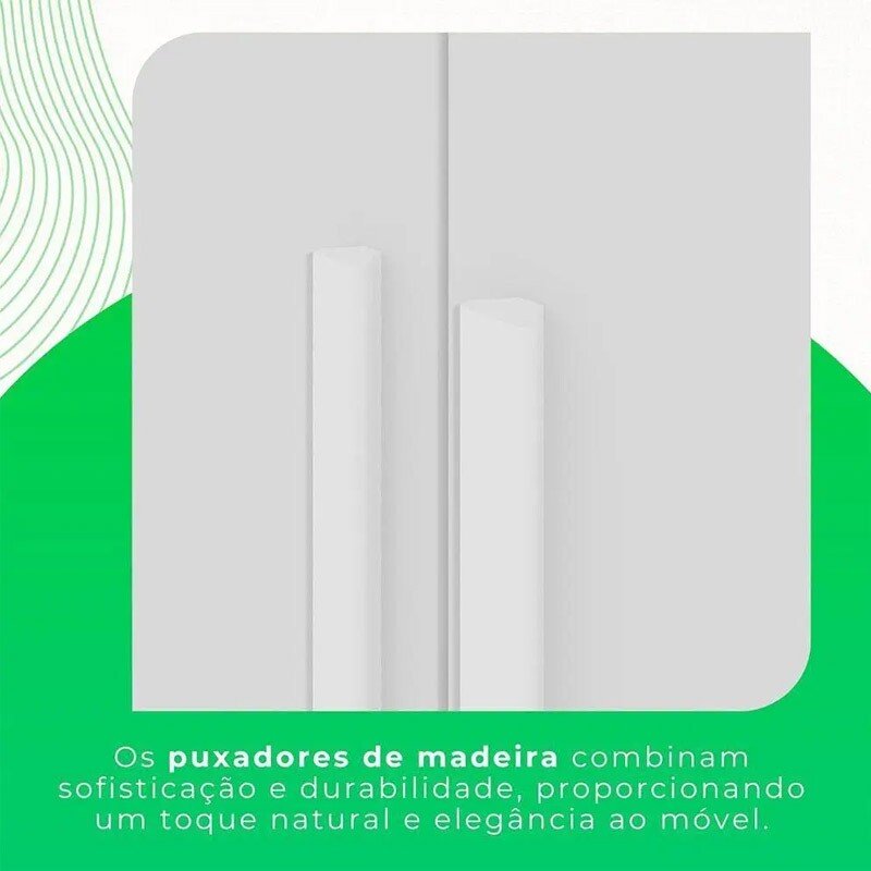 Guarda-roupa 1,80m Recife Branco 6 Portas 2 Gavetas com Pés - Sallêto - Imagem 6