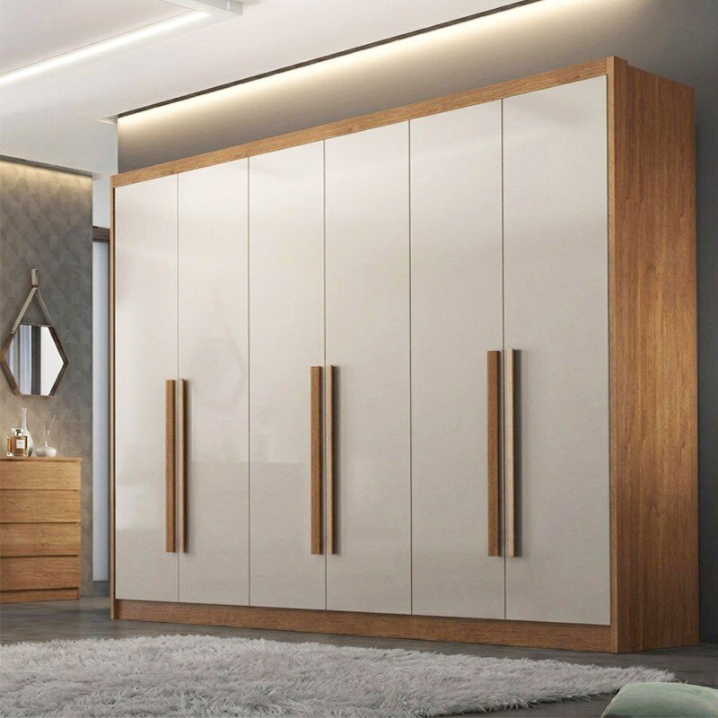 Guarda-roupa Casal 2,43m Rizon New 6 Portas 8 Gavetas Cumaru/Fendi - Novo Horizonte