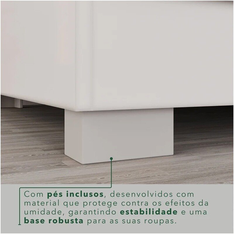 Guarda-roupa 1,80m Texas Premium Branco 6 Portas 4 Gavetas com Espelho - Sallêto - Imagem 10