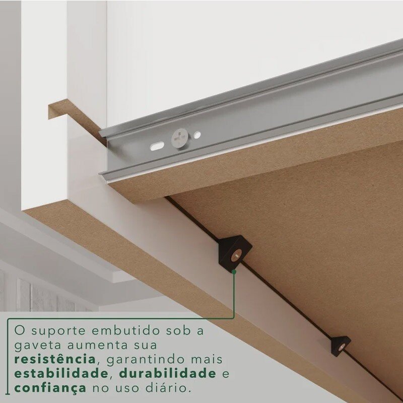 Guarda-roupa 1,80m Texas Premium Branco 6 Portas 4 Gavetas com Espelho - Sallêto - Imagem 7