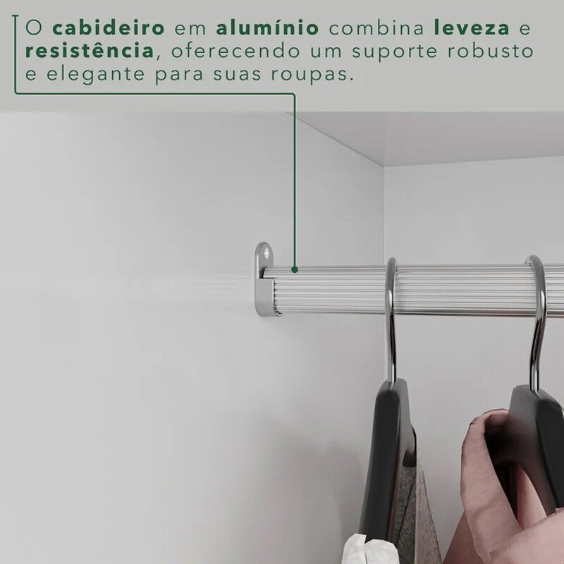 Guarda-roupa 1,80m Texas Premium Branco 6 Portas 4 Gavetas com Espelho - Sallêto - Imagem 9