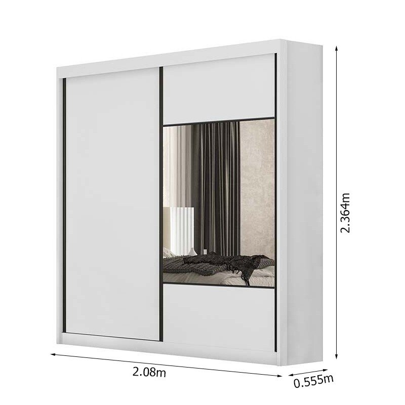 Guarda-roupa Casal 2,08m Versatto Neve 2 Portas 8 Gavetas com Espelho - Novo Horizonte - Imagem 3