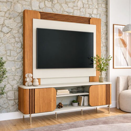 Home 1,80m Chicago Off/Cinamomo Para TV's até 60" - Permóbili