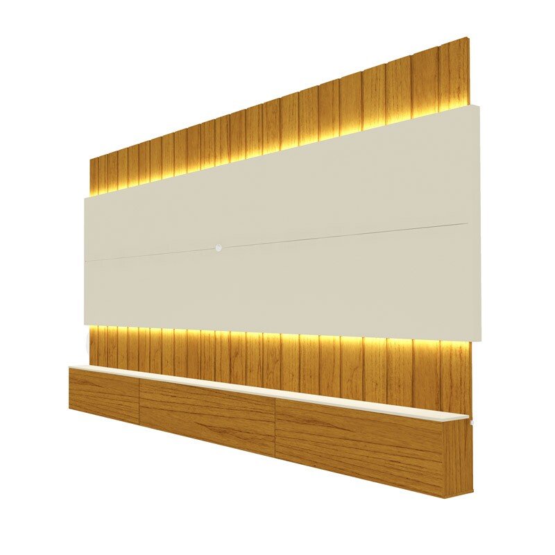 Home Suspenso 2,60m Soberano Naturale/Off com Detalhe Ripado e LED para TV até 85" - Gelius - Imagem 4