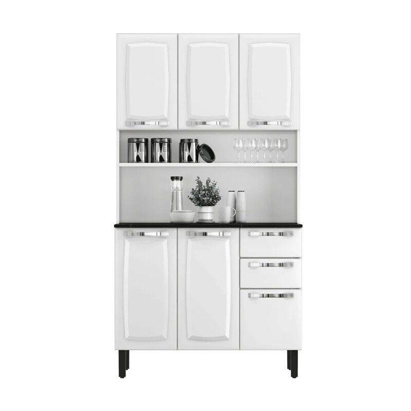 Kit de Cozinha em Aço 1,05m Pratika Branco 1904 6 Portas 2 Gavetas - Itatiaia - Imagem 5