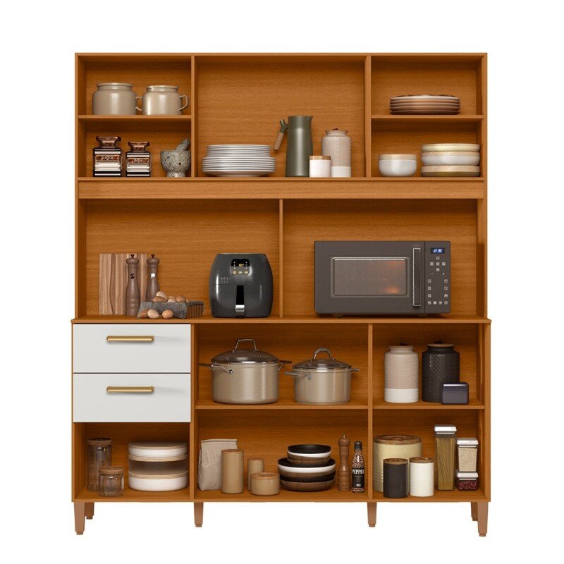 Kit de Cozinha 1,60m Sicília Largo Freijó/Off com Portas Ripadas/Fresadas - Poliman - Imagem 3