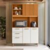 Kit de Cozinha 1,15m Sicília Médio Freijó/Off com Portas Ripadas/Fresadas - Poliman
