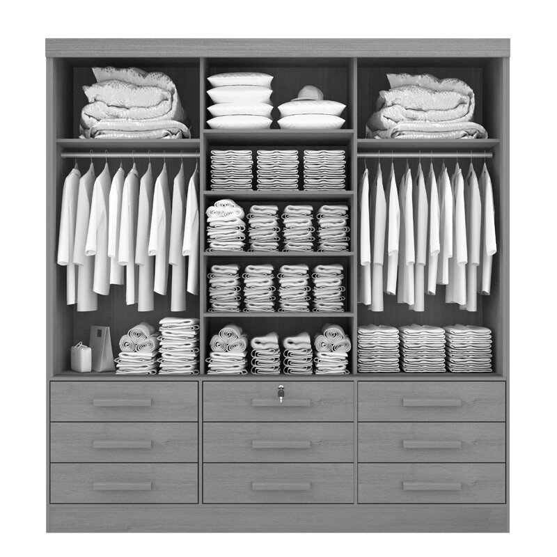 Guarda-roupa Casal 2,00m Meridian Branco 3 Portas 9 Gavetas - D Doro - Imagem 2