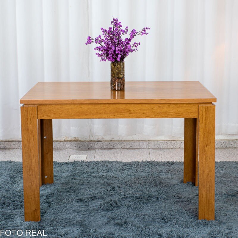 Mesa de Jantar Athenas 120x80 Amêndoa Clean Tampo Maciço Lopas + 4 Cadeiras Londres Veludo Avelã Minas Plac - Entregue Montada - Imagem 13