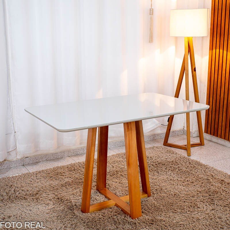 Mesa de Jantar Bali 120x80 Vidro Off Base Madeira + 4 Cadeiras Londres Veludo Chumbo Minas Plac - Entregue Montada - Imagem 12