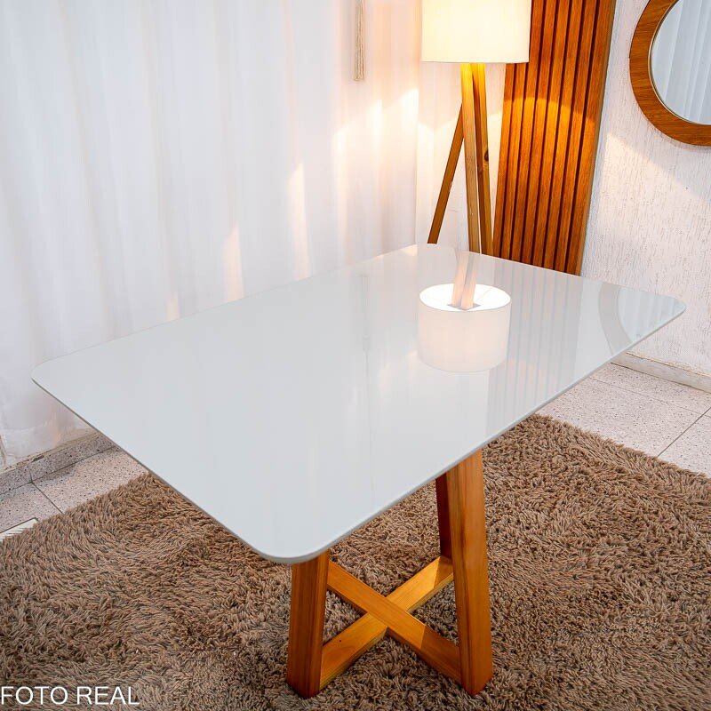 Mesa de Jantar Bali 120x80 Vidro Off Base Madeira + 4 Cadeiras Londres Veludo Chumbo Minas Plac - Entregue Montada - Imagem 13