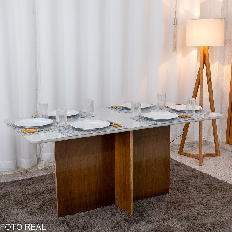 Mesa de Jantar Moscou 160x80 Vidro Off Base Cinamomo + 6 Cadeiras Londres Linho Cinza Minas Plac - Entregue Montada - Imagem 8