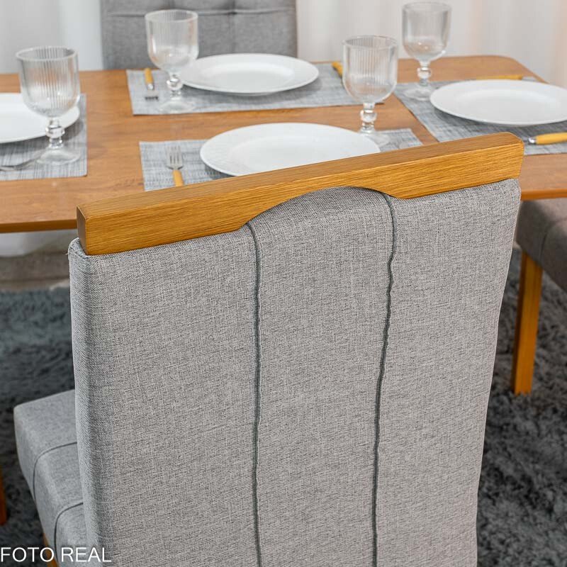 Mesa de Jantar Salina 120x80 Tampo Londres Cinamomo Cel Móveis + 4 Cadeiras Sophia Linho Cinza 206 Estrutura Madeira WM Decor - Entregue Montada - Imagem 8