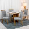 Mesa de Jantar Salina 120x80 Tampo Londres Cinamomo Cel Móveis + 4 Cadeiras Sophia Linho Cinza 206 Estrutura Madeira WM Decor - Entregue Montada