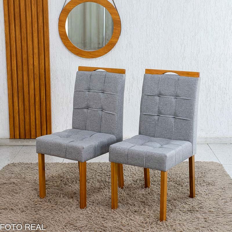 Mesa de Jantar Salina 120x80 Tampo Londres Cinamomo Cel Móveis + 4 Cadeiras Sophia Linho Cinza 206 Estrutura Madeira WM Decor - Entregue Montada - Imagem 9