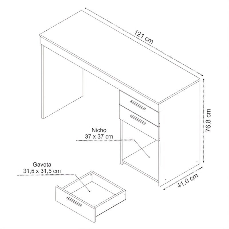 Combo Multiuso 0,70m Escritório 2 Portas + Mesa 1,21m Office NT 51015 Freijó - Notável - Imagem 5