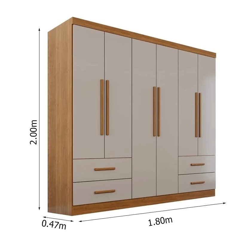 Modulado Apolo Premium Cinamomo/Off para Cama até 1,60m + Módulo Canto Fortaleza Cinamomo/Off + Guarda-roupa Texas Premium Cinamomo/Off 6 Portas 4 Gavetas - Sallêto - Imagem 12