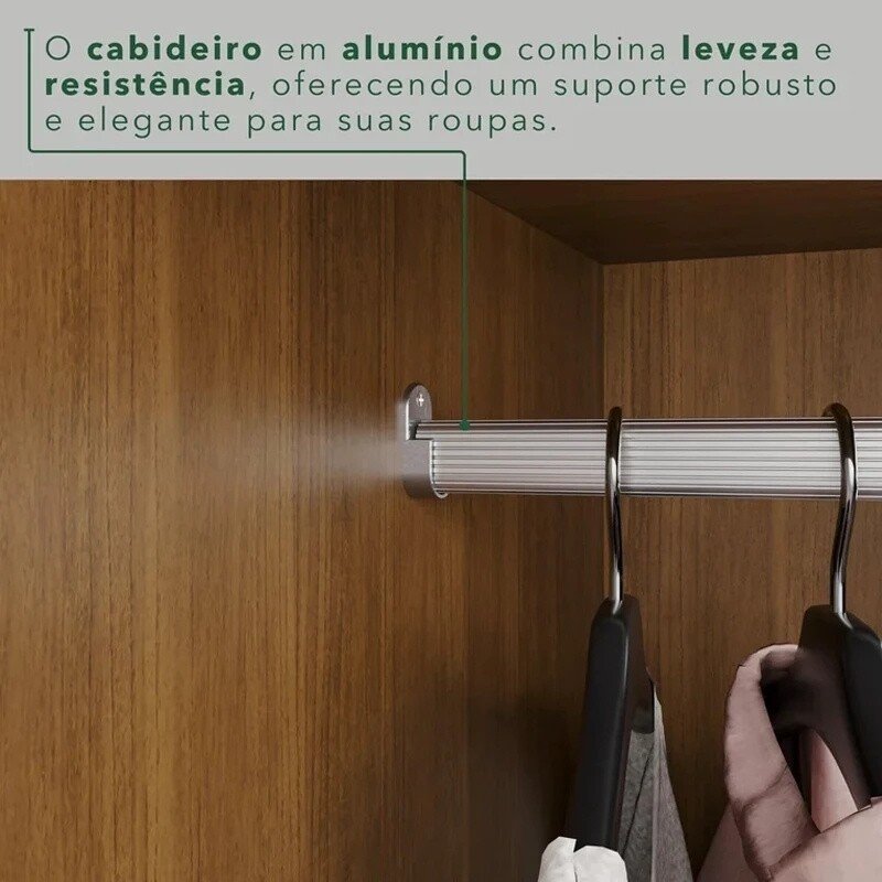 Modulado Apolo Premium Cinamomo/Off para Cama até 1,60m + Módulo Canto Fortaleza Cinamomo/Off + Guarda-roupa Texas Premium Cinamomo/Off 6 Portas 4 Gavetas - Sallêto - Imagem 16