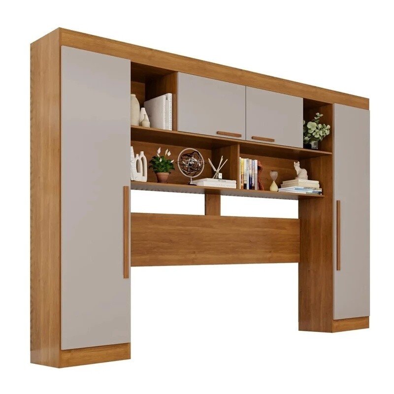 Modulado Apolo Premium Cinamomo/Off para Cama até 1,60m + Módulo Canto Fortaleza Cinamomo/Off + Guarda-roupa Texas Premium Cinamomo/Off 6 Portas 4 Gavetas - Sallêto - Imagem 4