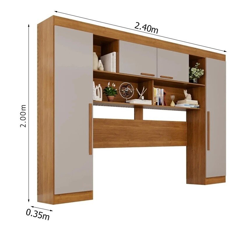 Modulado Apolo Premium Cinamomo/Off para Cama até 1,60m + Módulo Canto Fortaleza Cinamomo/Off + Guarda-roupa Texas Premium Cinamomo/Off 6 Portas 4 Gavetas - Sallêto - Imagem 6