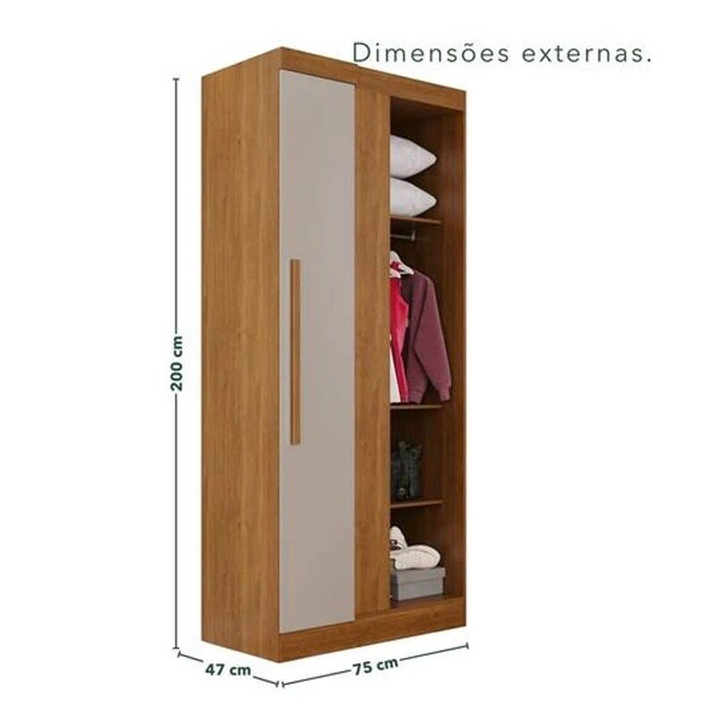 Modulado Apolo Premium Cinamomo/Off para Cama até 1,60m + Módulo Canto Fortaleza Cinamomo/Off + Guarda-roupa Texas Premium Cinamomo/Off 6 Portas 4 Gavetas - Sallêto - Imagem 9