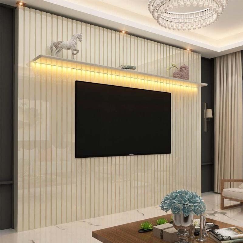 Painel 2,30m Nobre Off com Detalhe Ripado e LED 100% MDF para TV até 85" - Gelius - Imagem 2