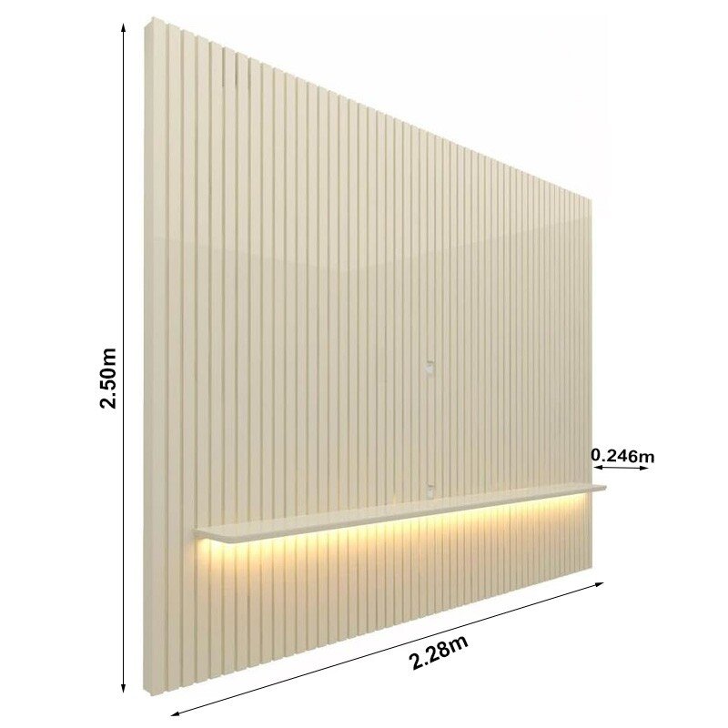 Painel 2,30m Nobre Off com Detalhe Ripado e LED 100% MDF para TV até 85" - Gelius - Imagem 3